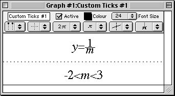 A custom ticks window displaying a complex specification